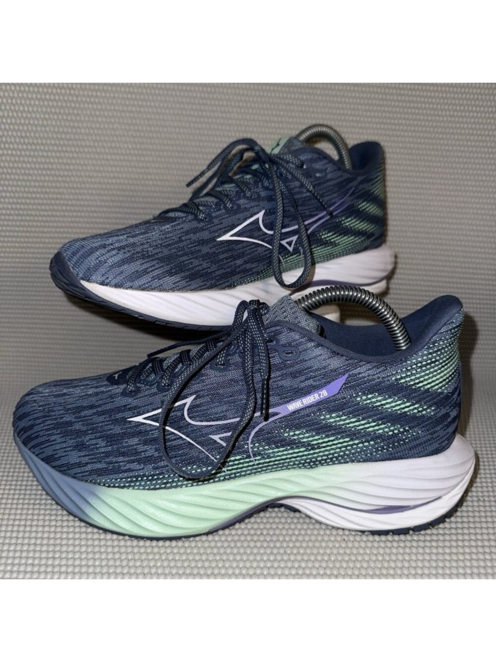 Mizuno Wave Rider 28 Blue/Green/White Running Sneakers Shoes Womens Size 9.5